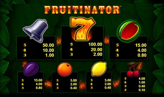 Die Spielregeln des Fruitinator Spielautomaten